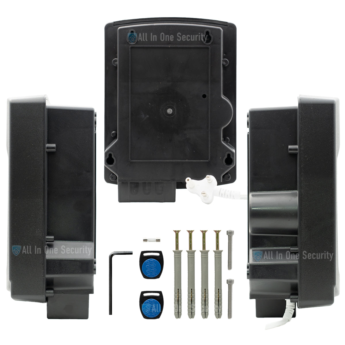 Back and side views with mounting kit.