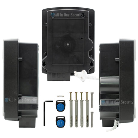 Back and side views with mounting kit.