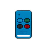 Front view of Nice ET Blu Mix 4-button remote in a blue casing.