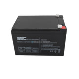 ProSec 12V 12Ah sealed lead acid battery, black maintenance-free rechargeable unit with top terminal view.