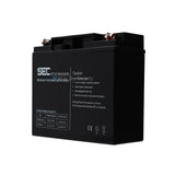 ProSec 12V 18Ah front left sealed lead acid battery, black casing, rechargeable backup power supply