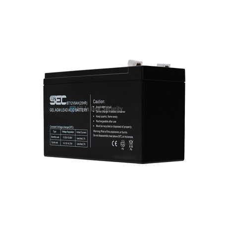 ProSec 12V 9Ah GEL AGM lead acid battery, black maintenance-free rechargeable power unit left front angle view