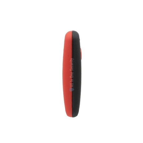 Sentry 1 button French remote side view in red and black design, compact 403MHz remote for secure gate and garage automation.