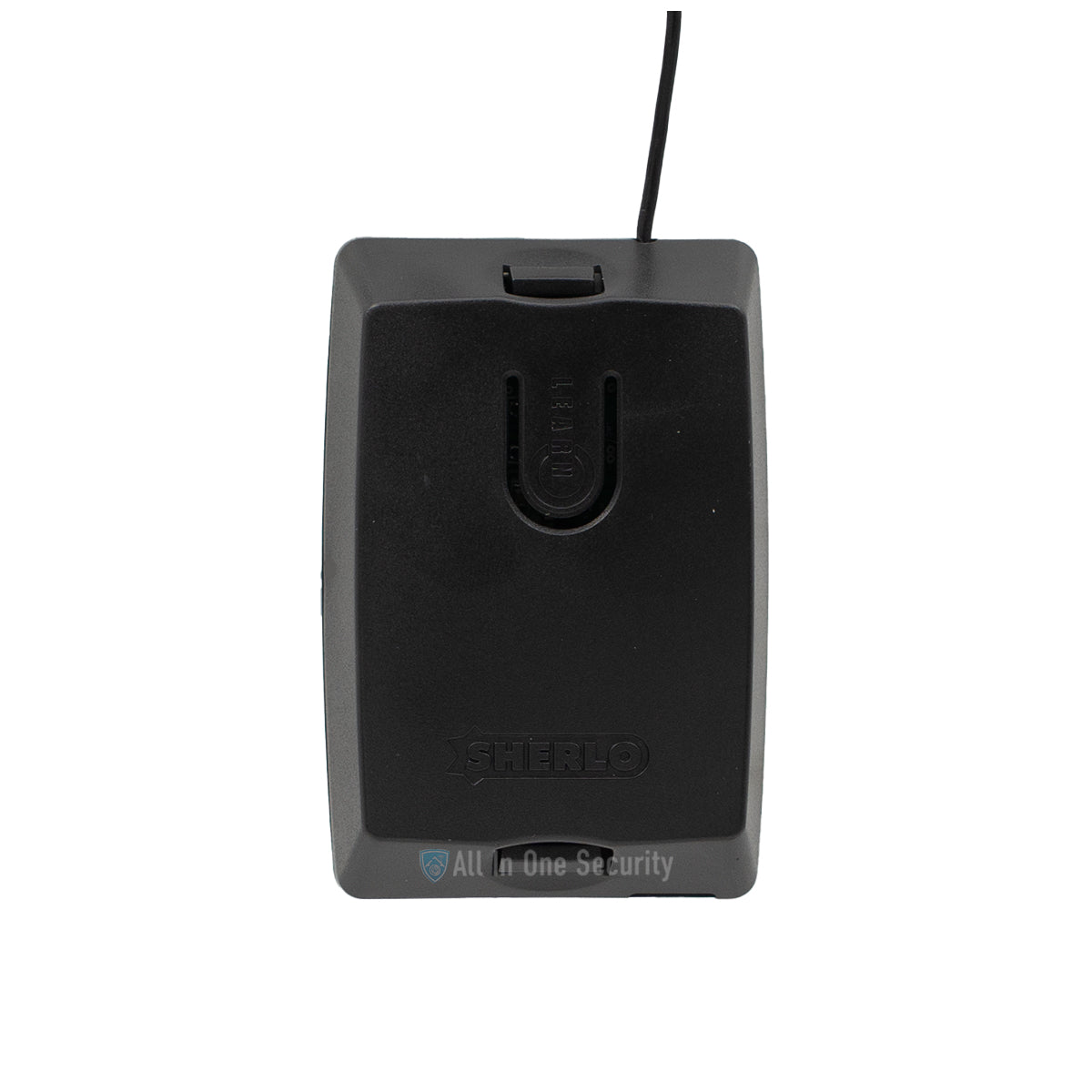 Sherlotronics 1 channel receiver 403MHz front view compact wireless security device with durable black housing