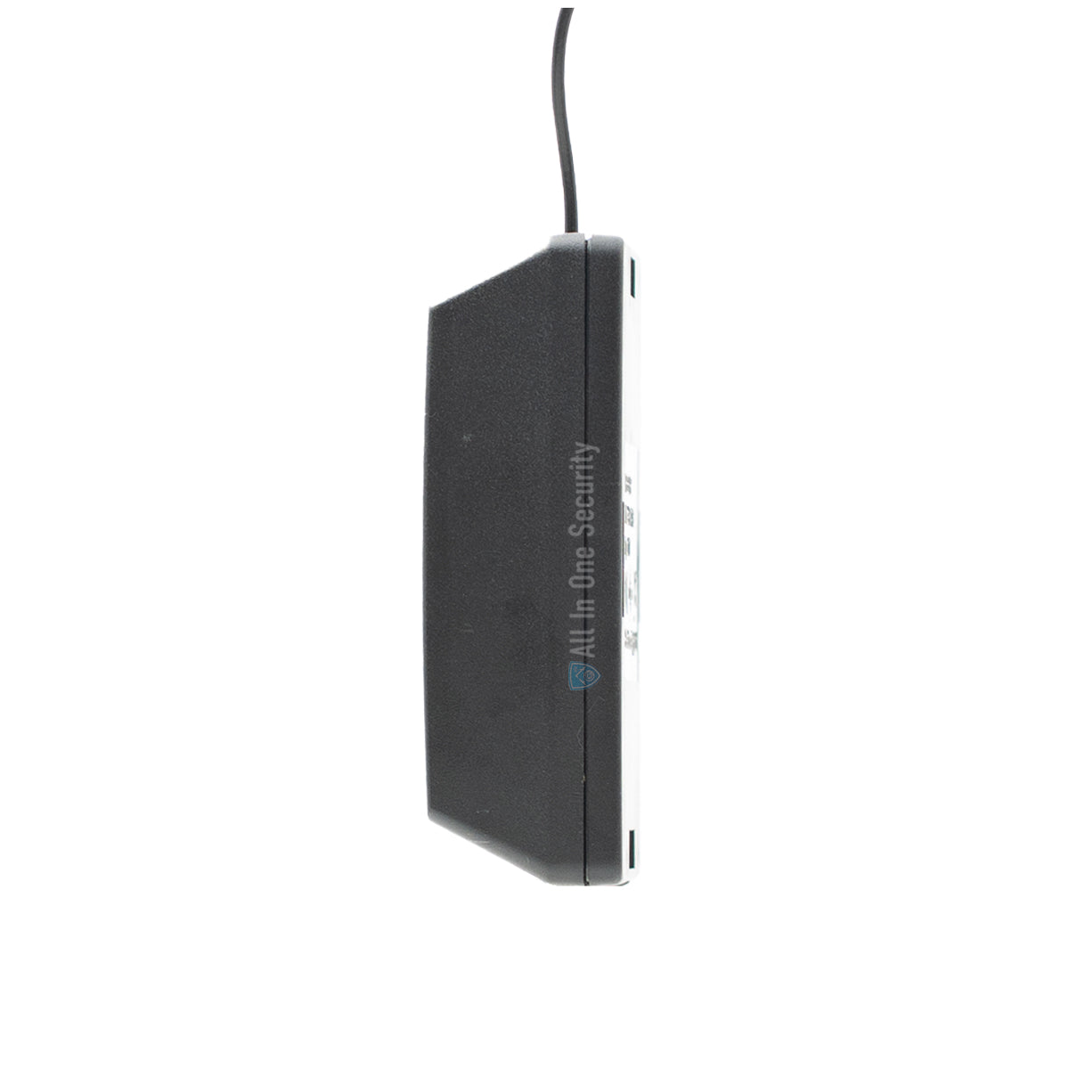 Sherlotronics 1 channel receiver 403MHz side view compact black housing with antenna for wireless security systems
