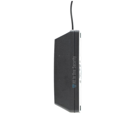 Sherlotronics 1 channel receiver 403MHz side view compact black housing with antenna for wireless security systems