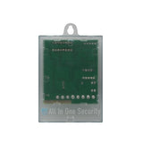 Device back view with green PCB visible through clear protective casing