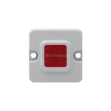Sherlotronics wall mount panic button transmitter WMTX 403MHz, front view with large red emergency button for security use
