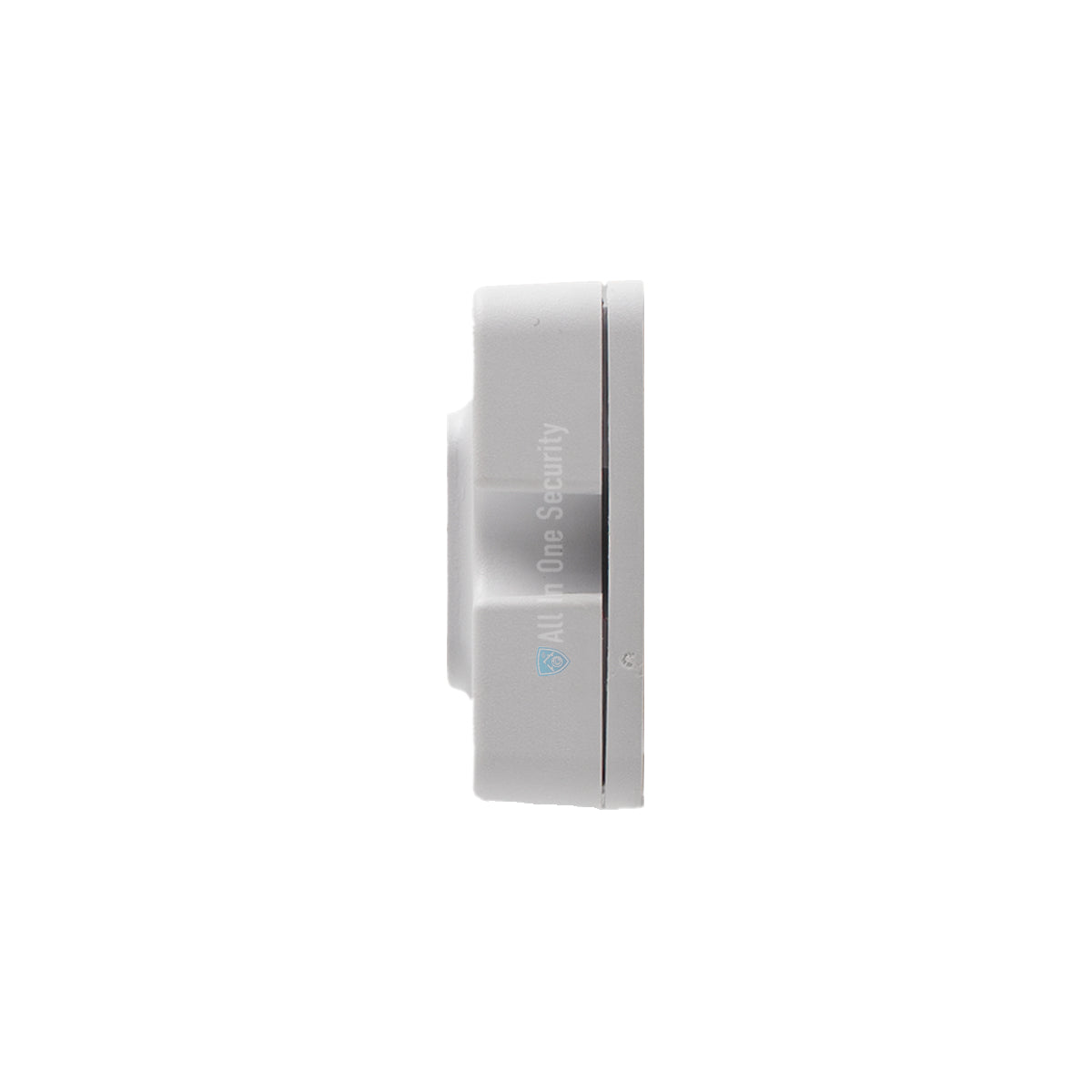 Sherlotronics wall mount panic remote transmitter WMTX 403MHz, side view showing slim profile and compact security design.
