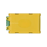 Yellow Centurion Flux SA 1-channel loop detector back view, used for vehicle access control and traffic management systems.