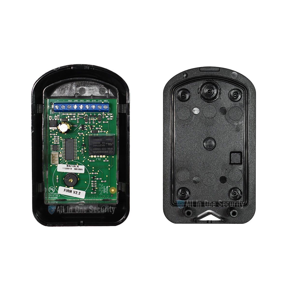 Centurion SmartGuard wired keypad internal view showing circuit board and cover.