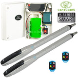 Centurion Vantage Smart 500 double swing gate motor kit with control box, dual actuators, and remote controls
