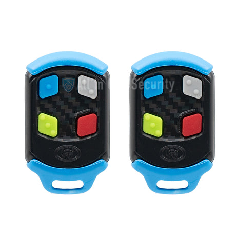 Set of Centurion Nova four-button remotes for automatic gate motors, featuring colourful buttons and keyring loop